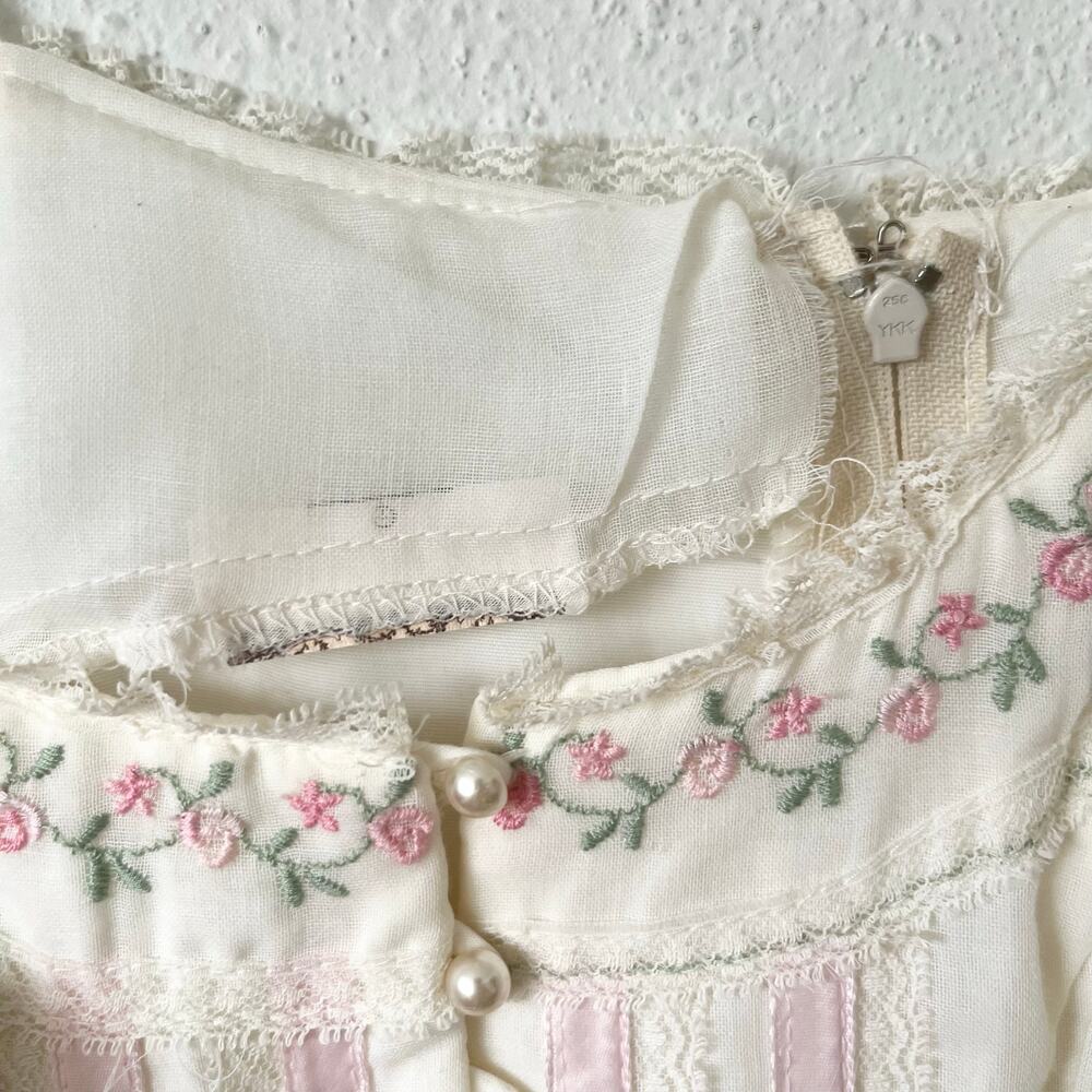 Vintage 70s Gunne Sax Prairie Dress Maxi Ivory Cottagecore Wedding // Size XXS - Picture 3 of 6